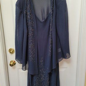 Navy Formal Studded Formal Dress and Jacket